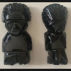 2 Vintage Mayan Aztec Tribal Sculptures/Figurine